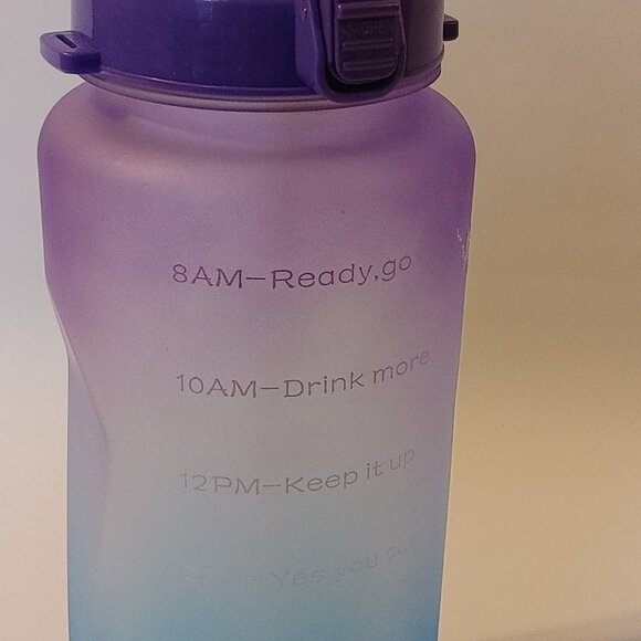 Motivational Water Bottle 64oz. Ombre Straw and Pop Top Lid 2000ml - Picture 13 of 14